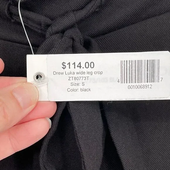 Drew Black Luka Wide Leg‎ Crop Pants High Rise Women Small NWT Style ZT80773T - Picture 7 of 9